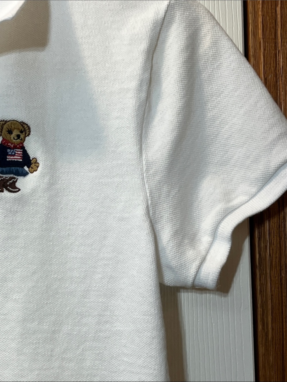 Polo Ralph Lauren Americana Cowgirl Bear White Polo Shirt Women’s Small Petite - Picture 7 of 16